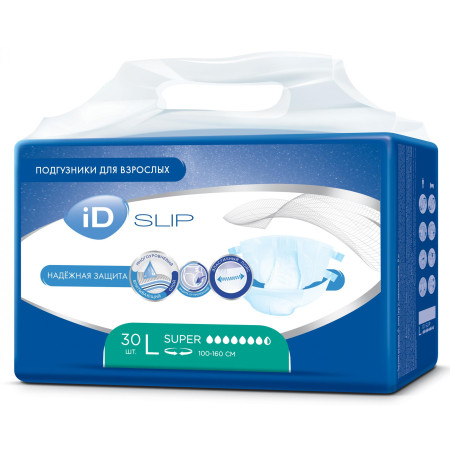 Подгузники ID Slip Super (Слип Супер), размер L, 30 шт ЧЗ