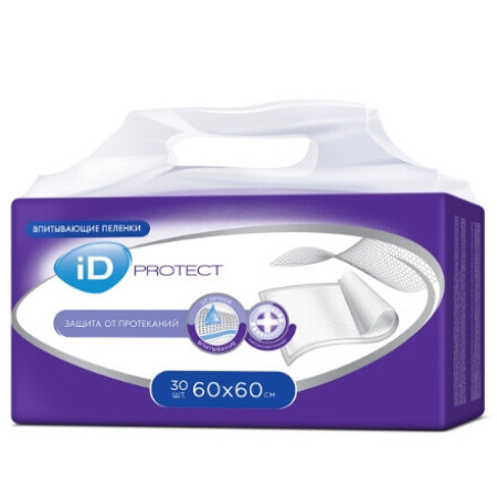 Пеленки iD Protect 60x60 см, 30 шт ЧЗ