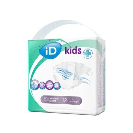 Подгузники детские ID Kids, размер XL, 15-30 кг, 30 шт