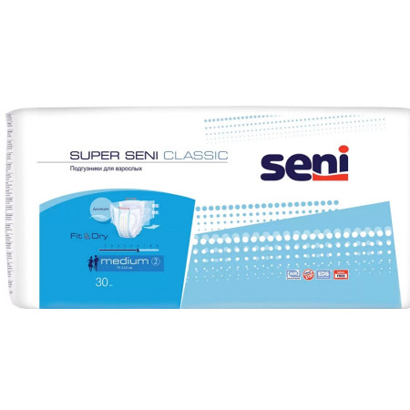 Подгузники Super Seni Classic, размер Medium, 30 шт ЧЗ