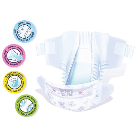 Подгузники детские Happy Junior Extra, вес 16+ кг., 54 шт